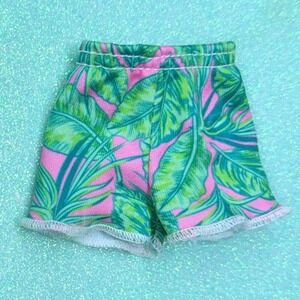 Mattel Barbie Doll Tropical Leaf Print Shorts Pink Green Palm Botanical Clothing